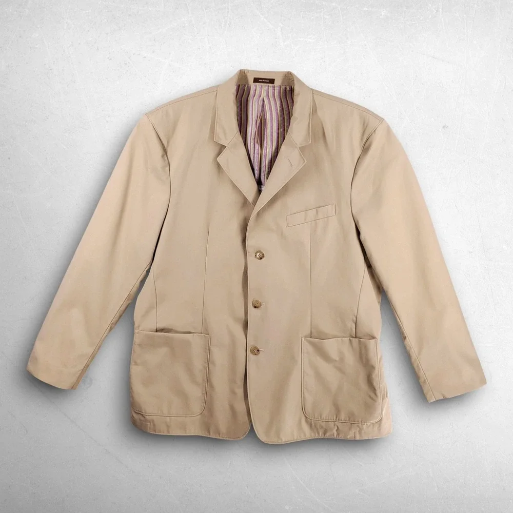 Tailorbyrd Sport Coat Casual Blazer Jacket Men XXL Tan Preppy Ivy League Coastal